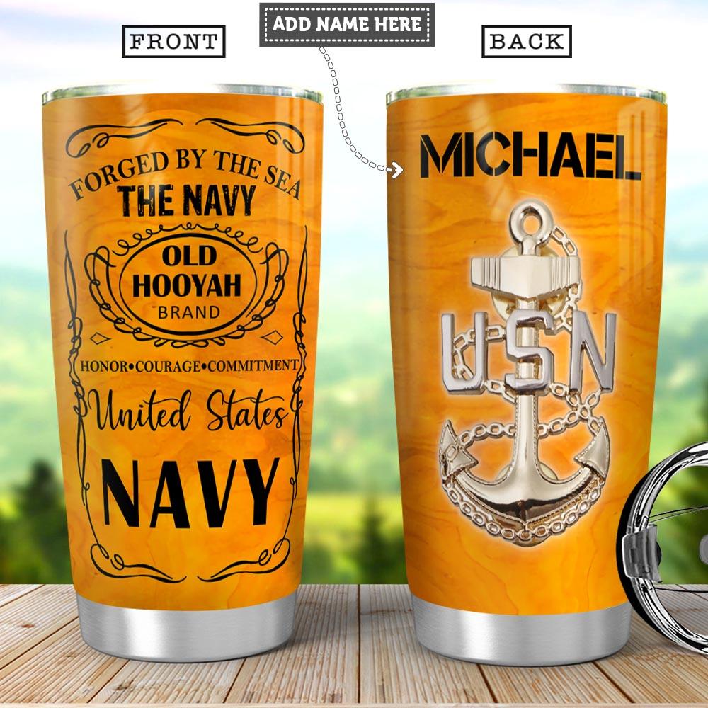 navy personalized stainless steel tumbler 5523