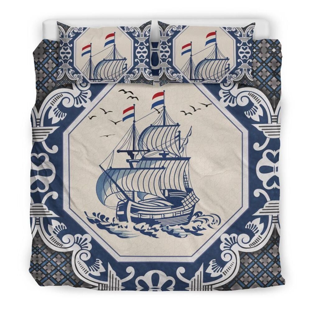 Nederland Dutch Boat Delft Blue Bedding Set Bedroom Decor nederland dutch boat delft blue bedding set bedroom decor 4318