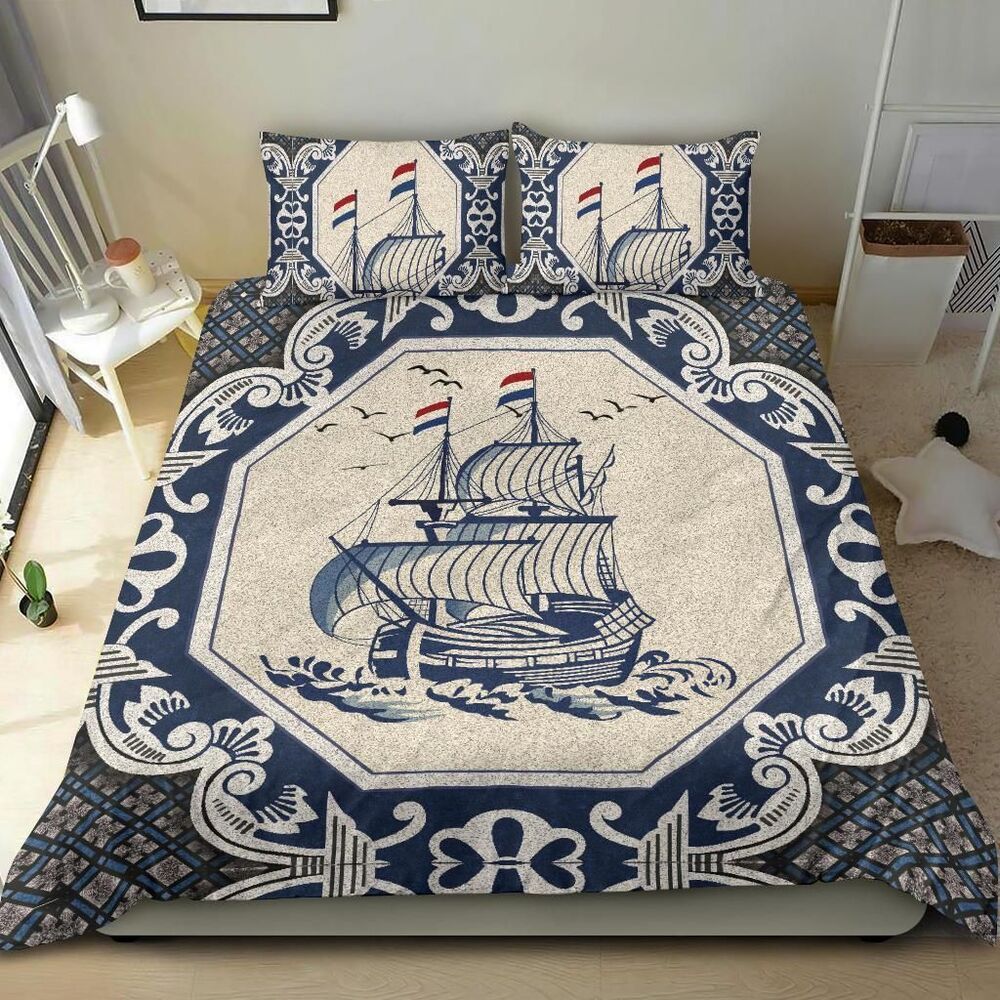 Nederland Dutch Boat Delft Blue Bedding Set Bedroom Decor nederland dutch boat delft blue bedding set bedroom decor 6443