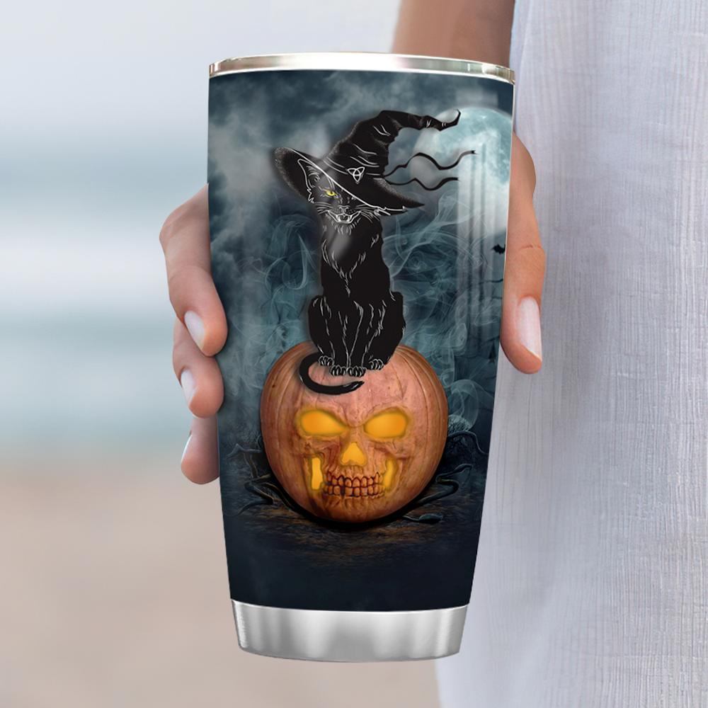 nevermind the witch beware of the cat stainless steel tumbler 8641