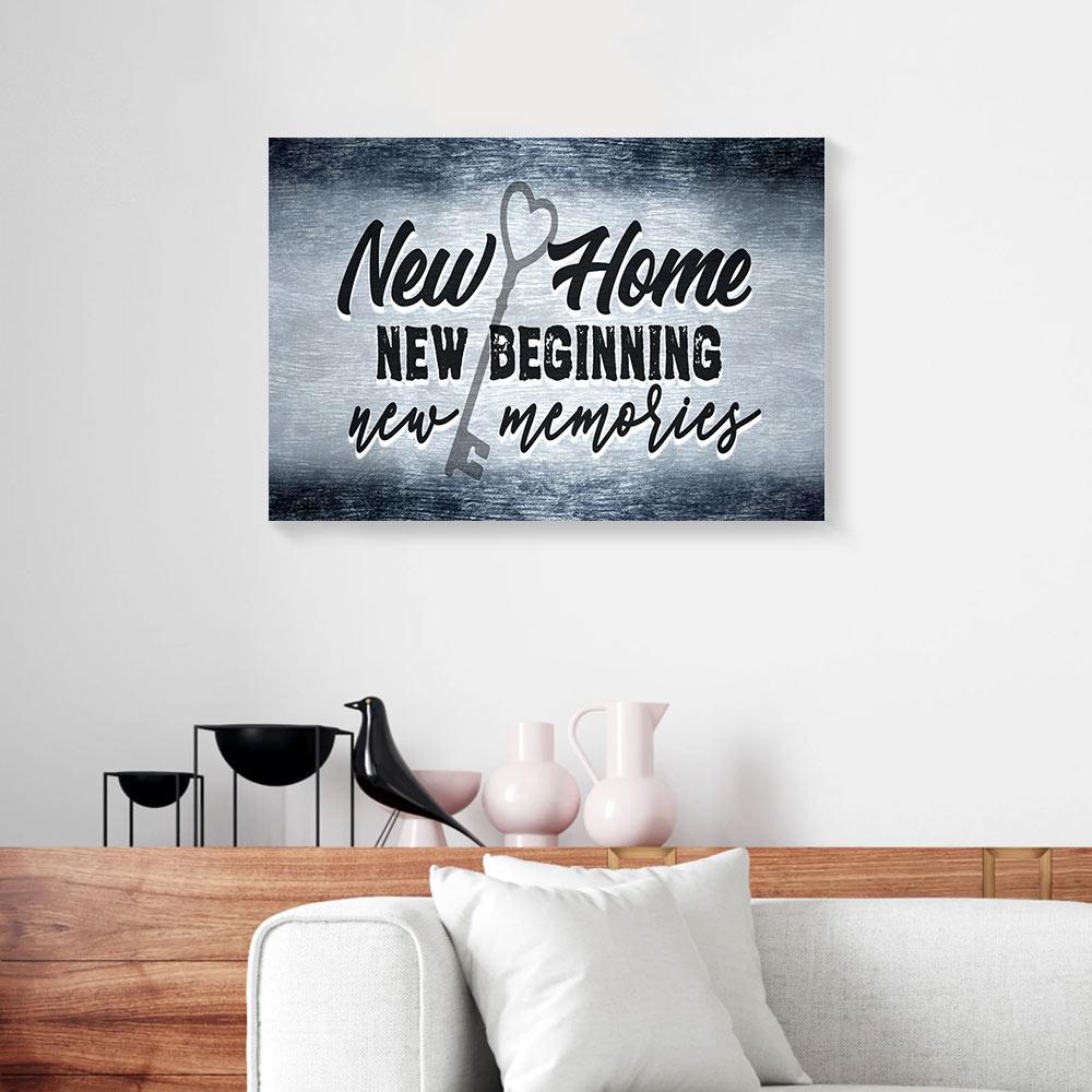 new home new beginning new memories heart key vintage home canvas prints wall art decor 7576