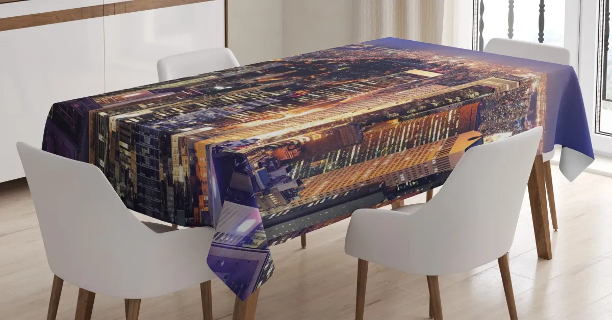 new york panoramic aerial night 3d printed tablecloth table decor 3273