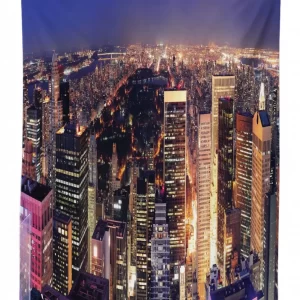 new york panoramic aerial night 3d printed tablecloth table decor 4235