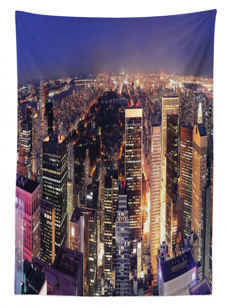 new york panoramic aerial night 3d printed tablecloth table decor 4235