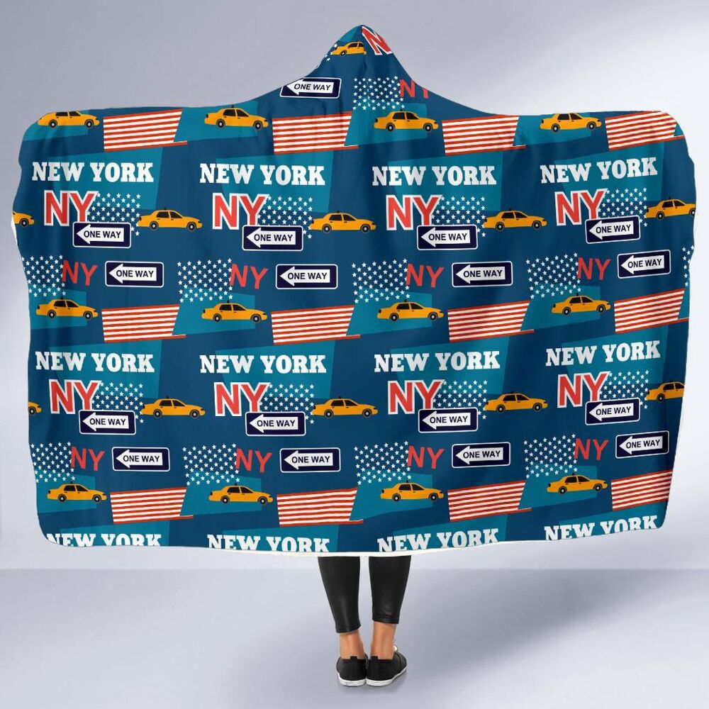 New York Pattern Print Hooded Blanket Cloak Blanket new york pattern print hooded blanket cloak blanket 3627