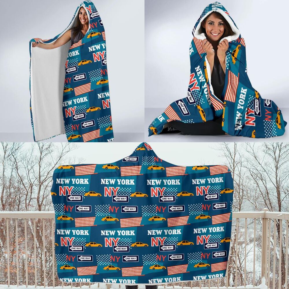 New York Pattern Print Hooded Blanket Cloak Blanket new york pattern print hooded blanket cloak blanket 5262