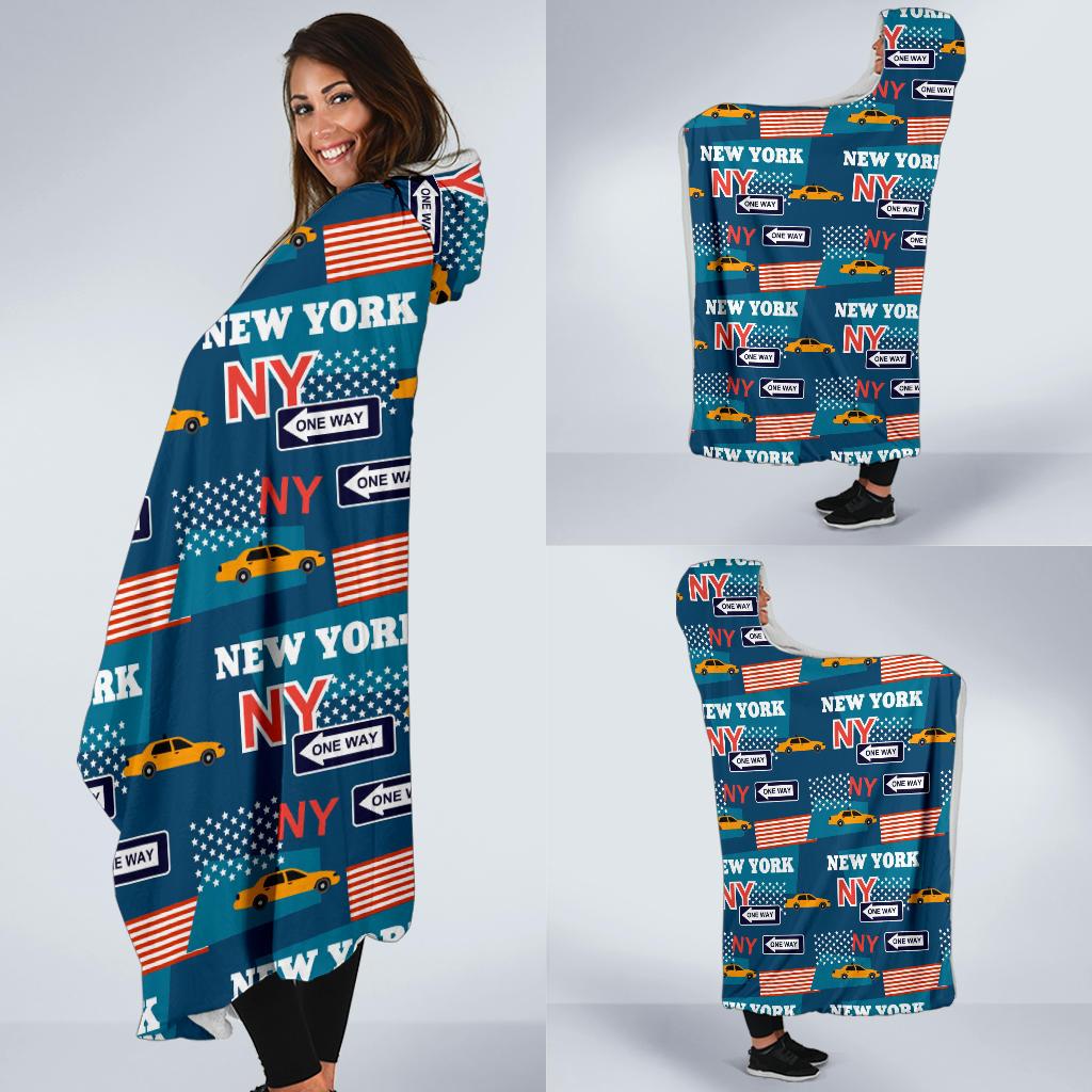 New York Pattern Print Hooded Blanket Cloak Blanket new york pattern print hooded blanket cloak blanket 7238