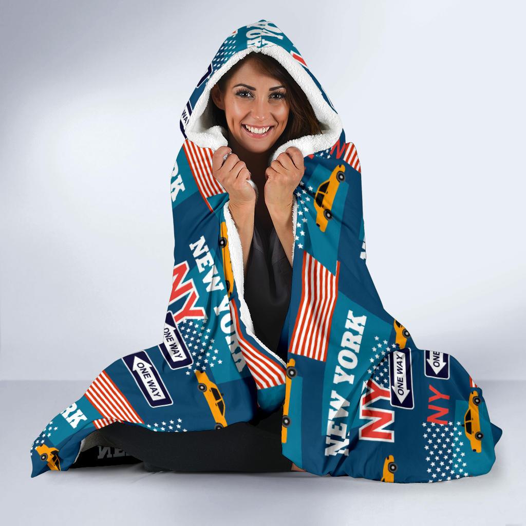 New York Pattern Print Hooded Blanket Cloak Blanket new york pattern print hooded blanket cloak blanket 8619