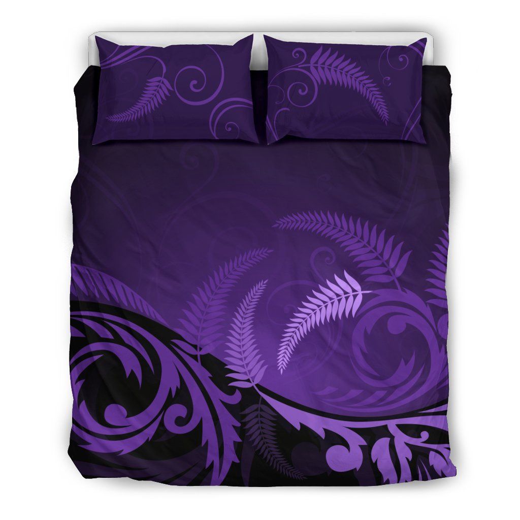 new zealand silver fern purple and black bedding set bedroom decor 4846