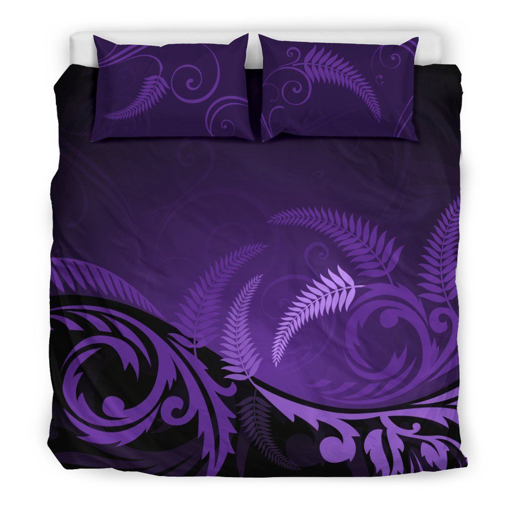 new zealand silver fern purple and black bedding set bedroom decor 6599