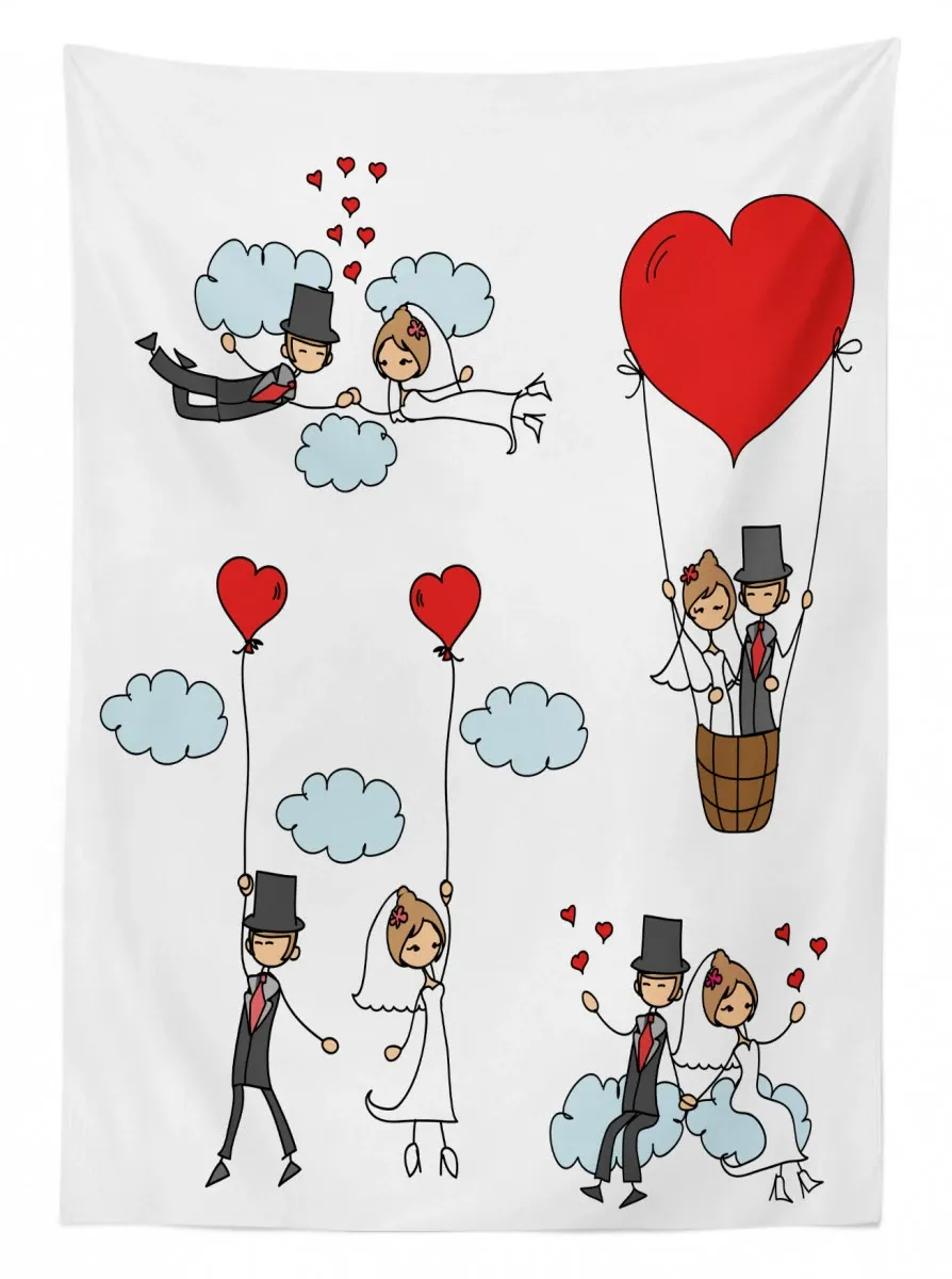newlyweds caricature 3d printed tablecloth table decor 8454