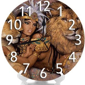 nicokee african beautiful woman with lion wall clock 1562