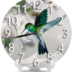 nicokee hummingbird gathering honey green blue gray wall clock 6309