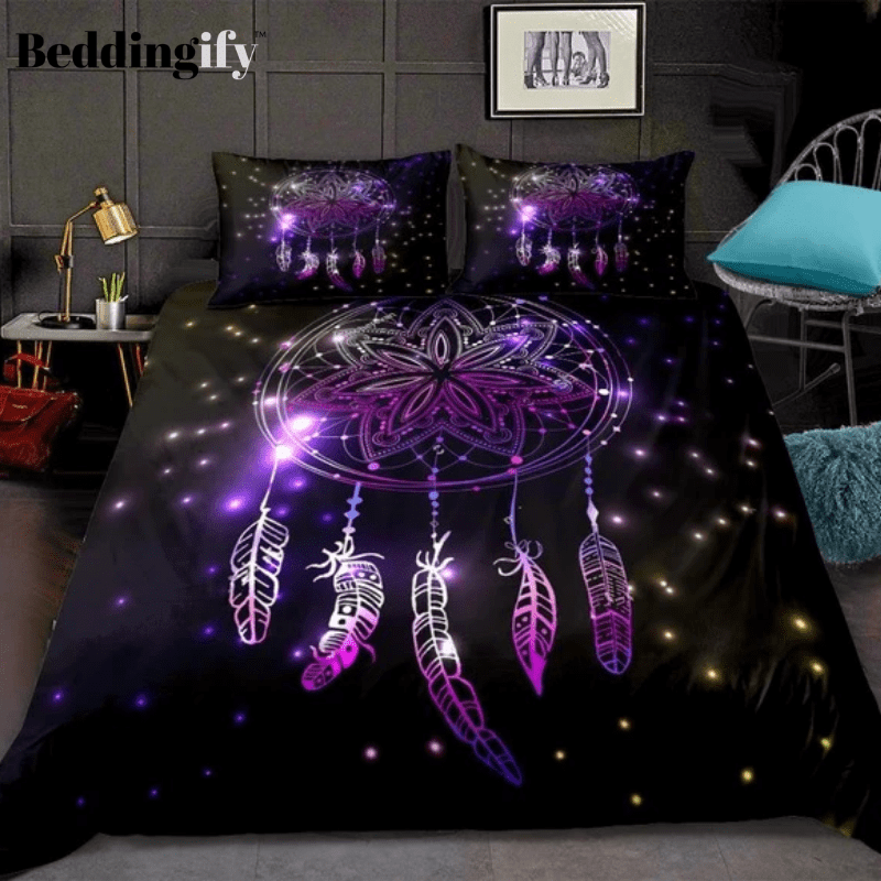 Night Sky With Flashes And Stars Dreamcatcher Duvet Cover Bedding Set night sky with flashes and stars dreamcatcher duvet cover bedding set 7741