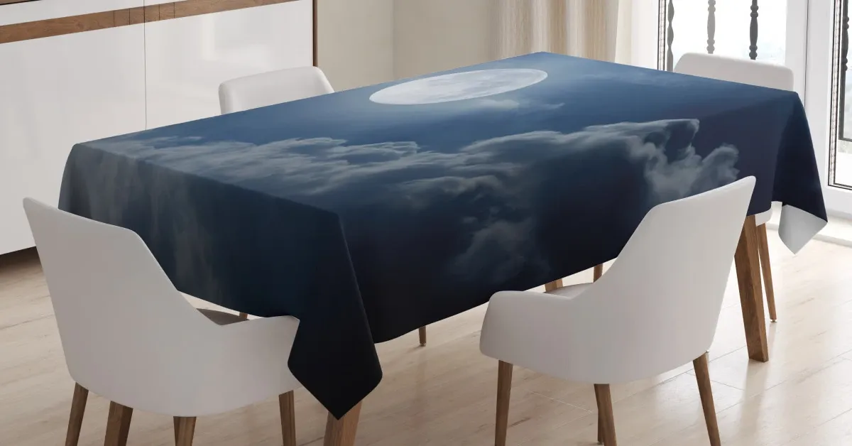 night skyline full moon 3d printed tablecloth table decor 4030