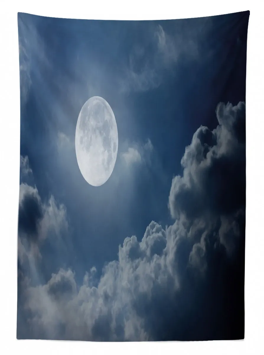 night skyline full moon 3d printed tablecloth table decor 6521
