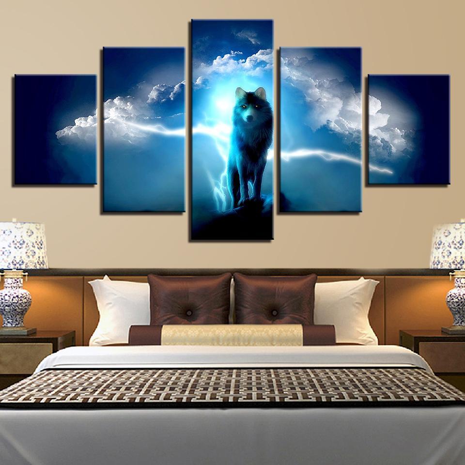 night wolf abstract animal 5 panel canvas art wall decor 2023