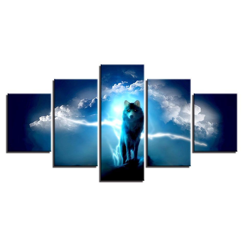 night wolf abstract animal 5 panel canvas art wall decor 2886