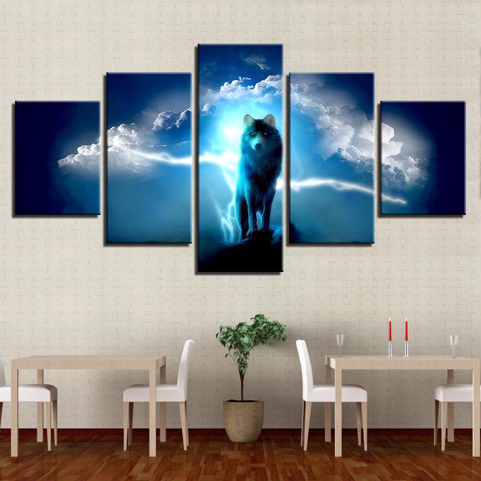 night wolf abstract animal 5 panel canvas art wall decor 3613