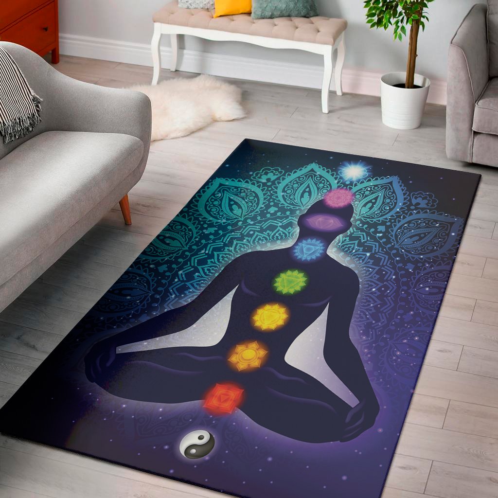 nine chakras aura print area rug floor decor 4798