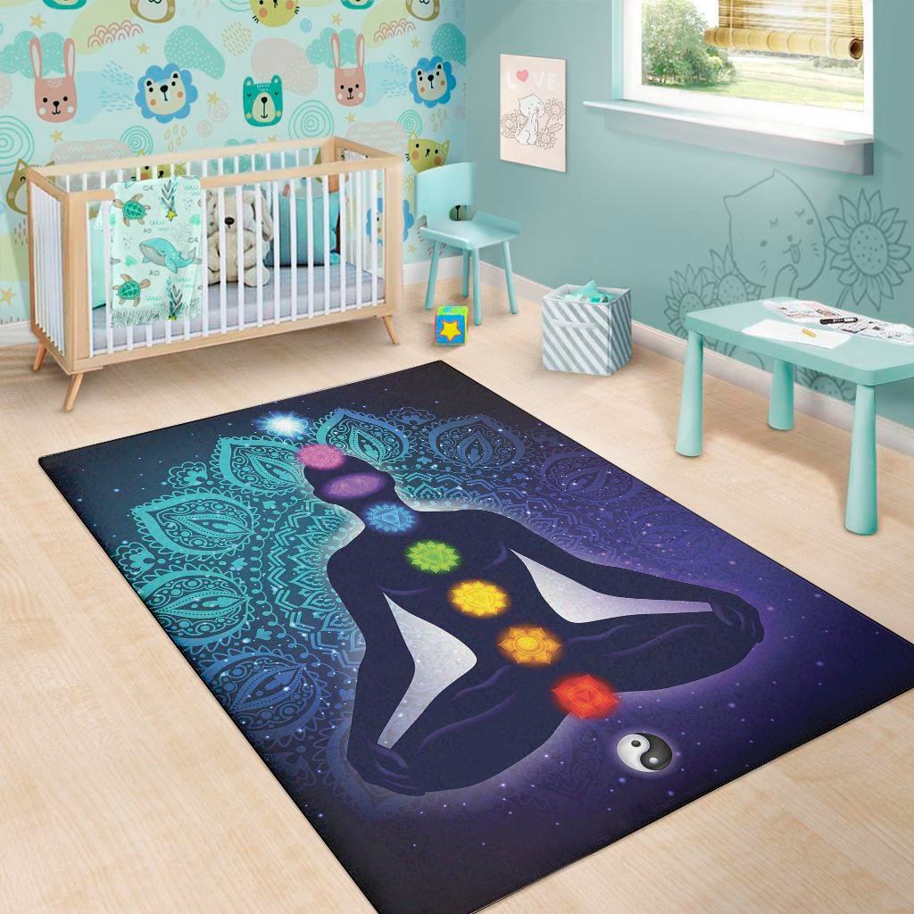 nine chakras aura print area rug floor decor 6506