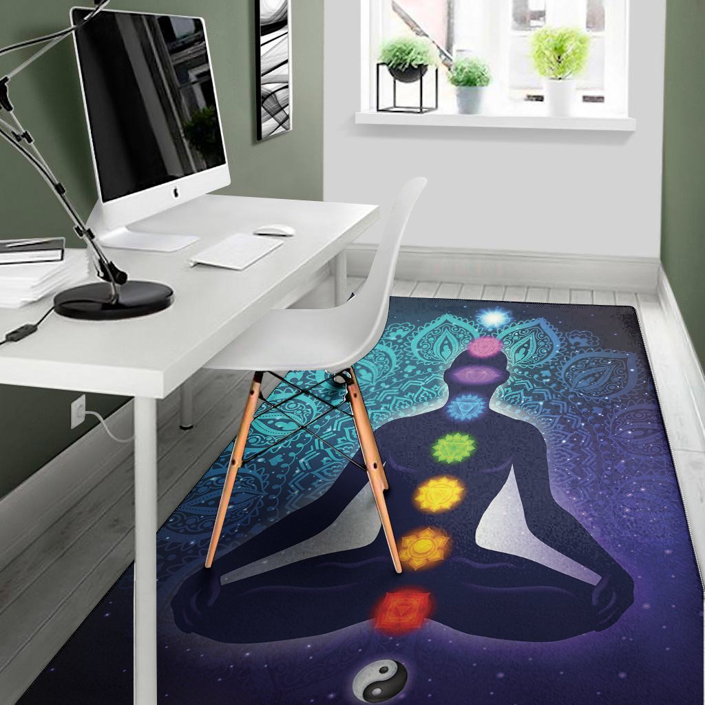 nine chakras aura print area rug floor decor 7082