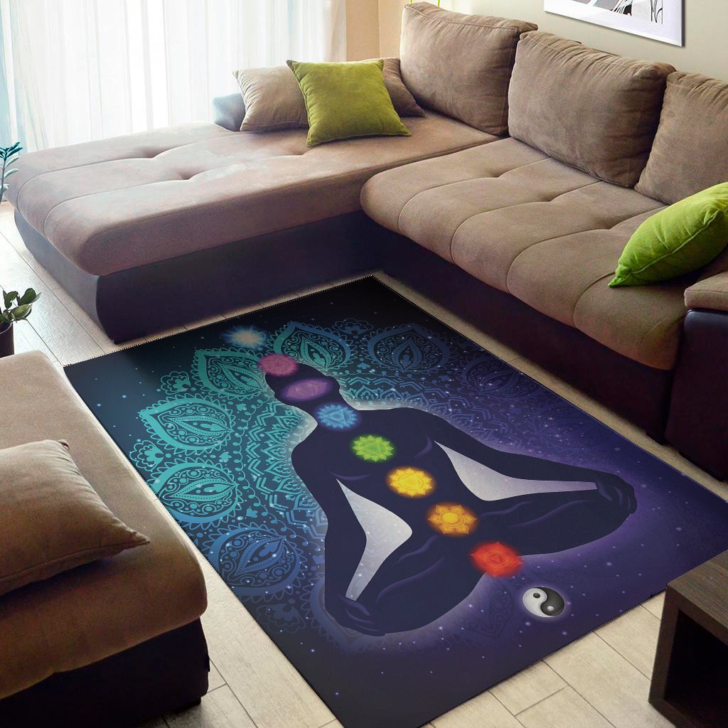 nine chakras aura print area rug floor decor 8424