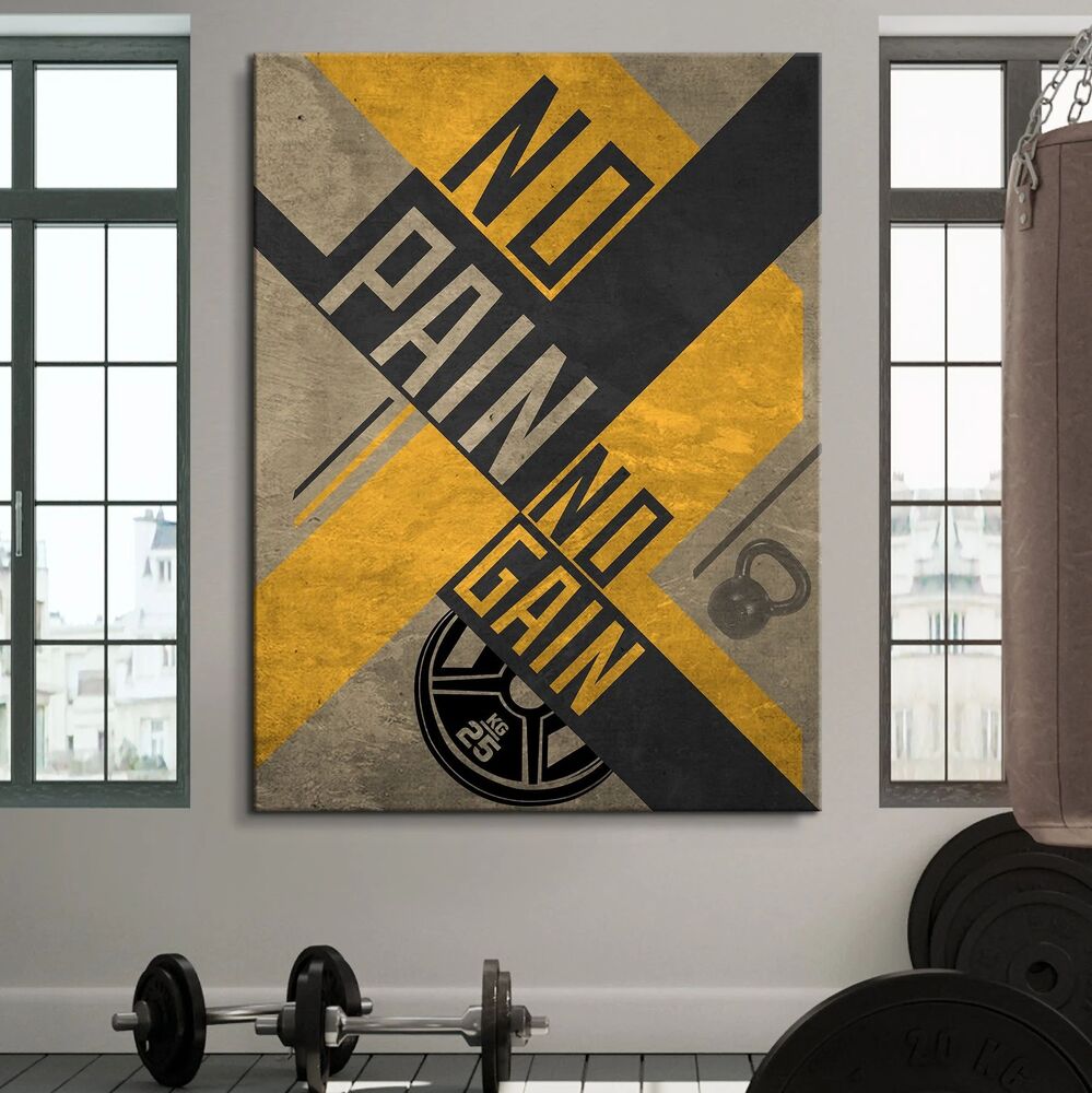 no pain no gain motivational positive canvas print wall art decor 8185