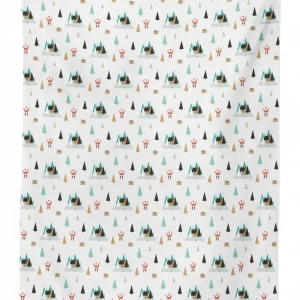 noel pine trees houses 3d printed tablecloth table decor 6981