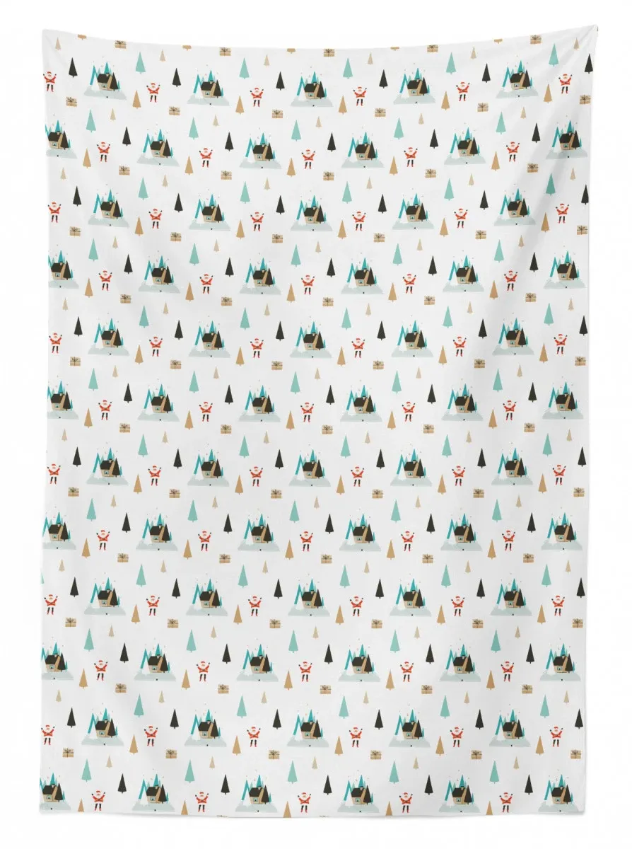 noel pine trees houses 3d printed tablecloth table decor 6981