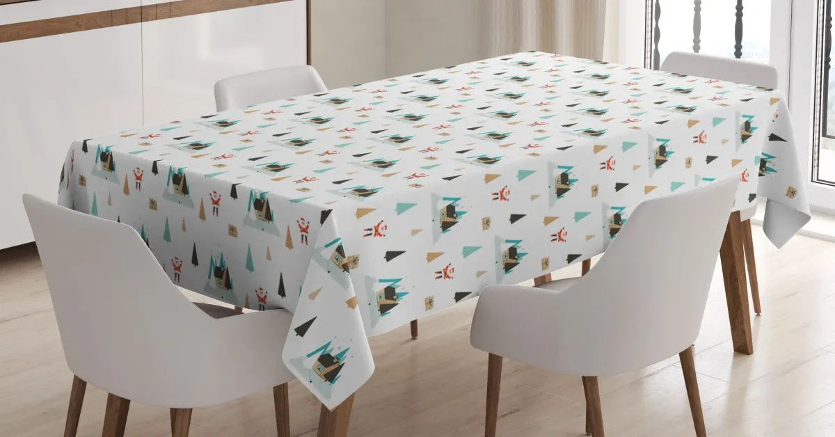 noel pine trees houses 3d printed tablecloth table decor 7079