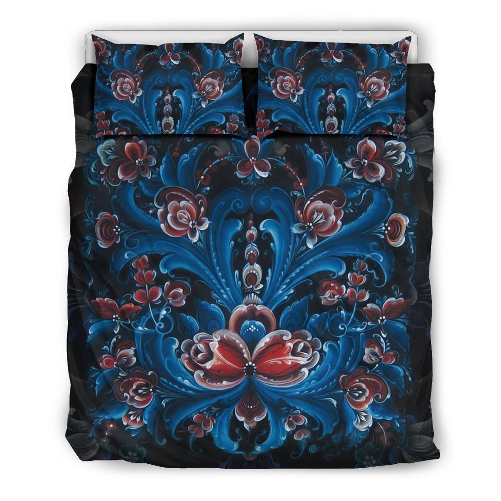 Norwegian Bedding Set With Rosemaling Art Bedding Set Bedroom Decor norwegian bedding set with rosemaling art bedding set bedroom decor 8889