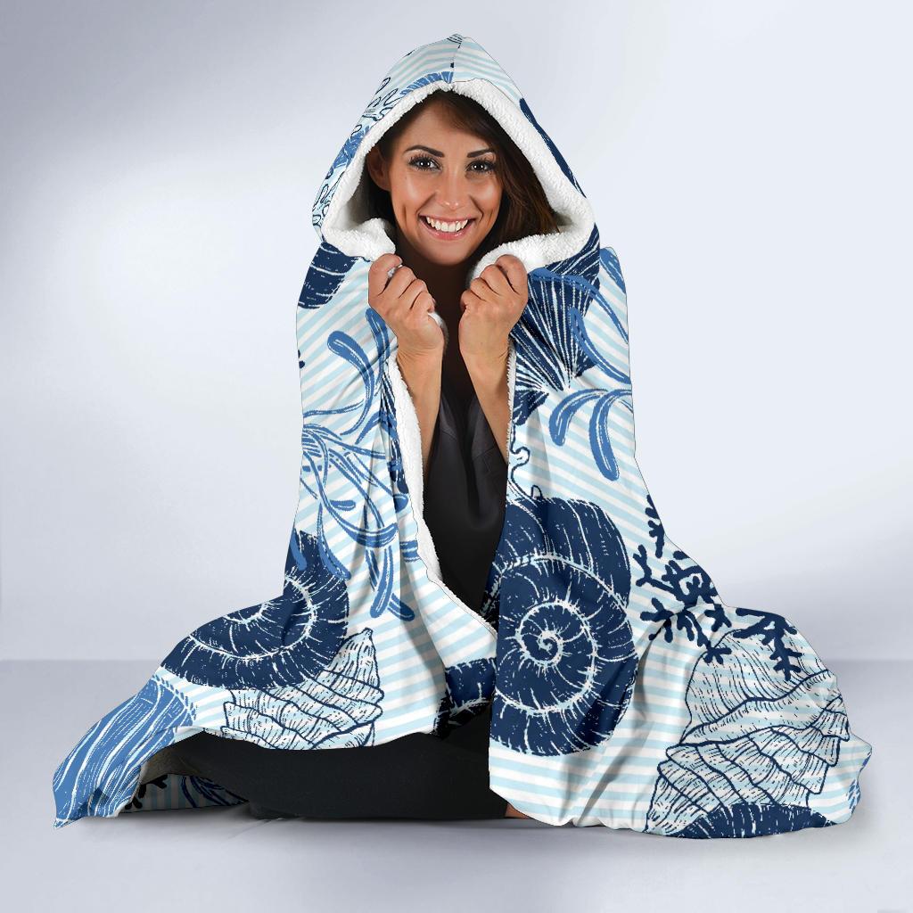 Ocean Pattern Print Hooded Blanket Cloak Blanket ocean pattern print hooded blanket cloak blanket 5295