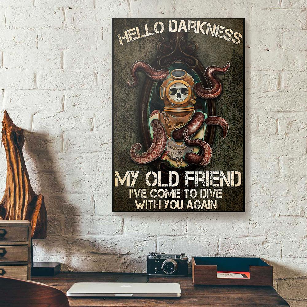 octopus scuba diving canvas prints wall art decor 1774