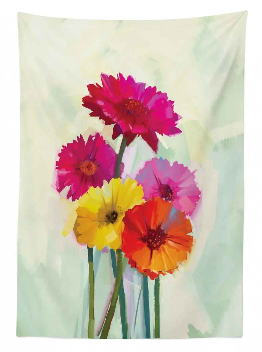Oil Painting Flowers 3D Printed Tablecloth Table Decor oil painting flowers 3d printed tablecloth table decor 4923
