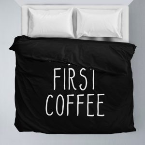 ok but first coffee black duvet cover bedding set 3747
