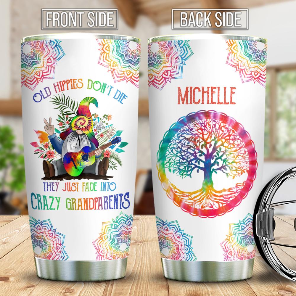 old hippie gnome personalized stainless steel tumbler 5278