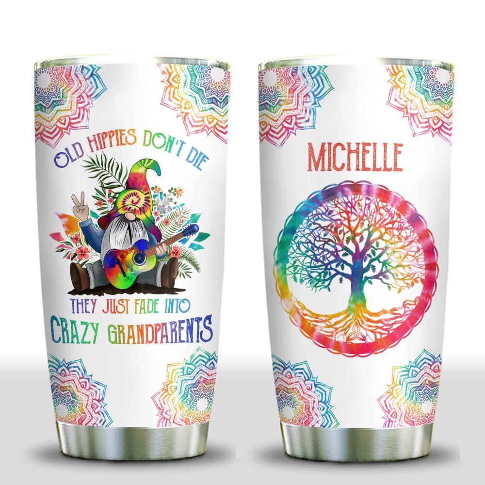 old hippie gnome personalized stainless steel tumbler 5553