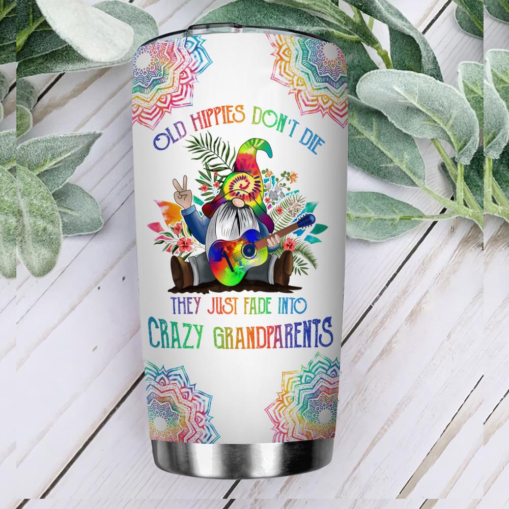 old hippie gnome personalized stainless steel tumbler 8394