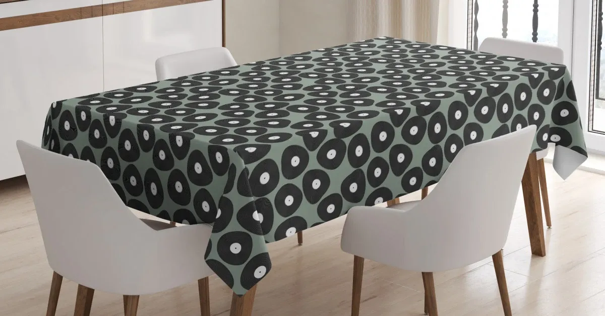 Old Vinyl Disc Themed Motifs 3D Printed Tablecloth Table Decor old vinyl disc themed motifs 3d printed tablecloth table decor 6561