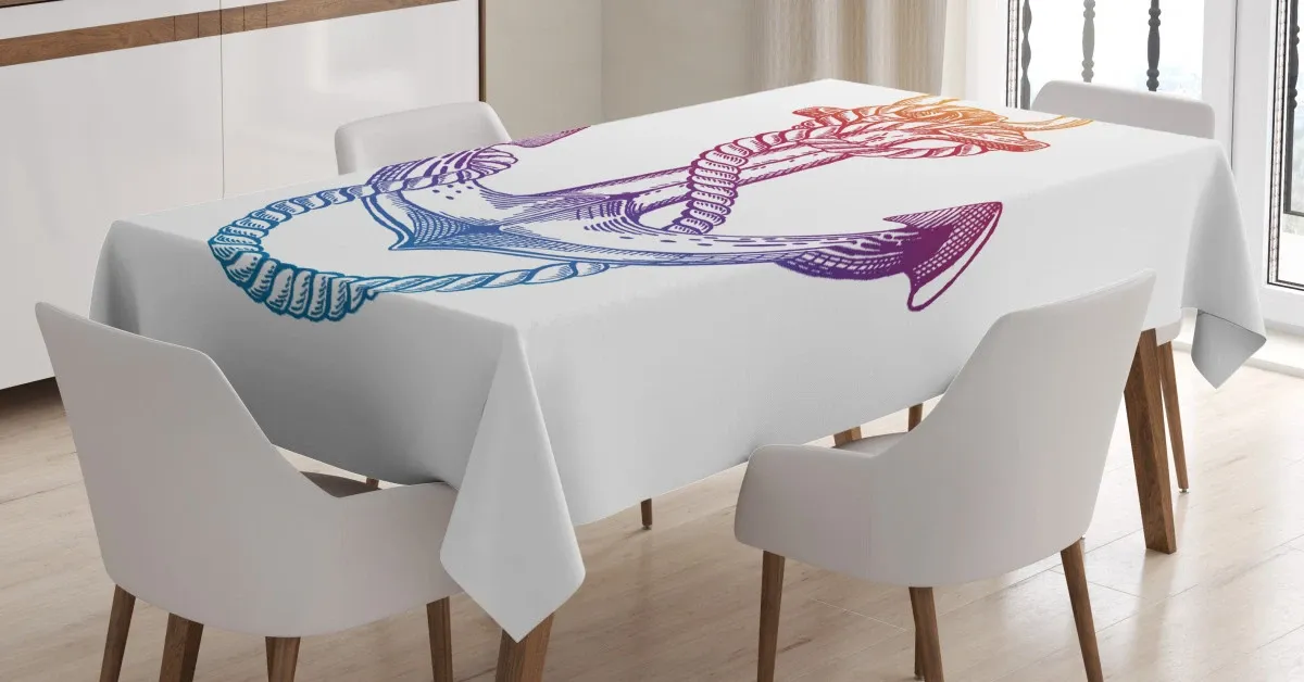 ombre anchor rope 3d printed tablecloth table decor 2521