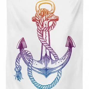 ombre anchor rope 3d printed tablecloth table decor 5903
