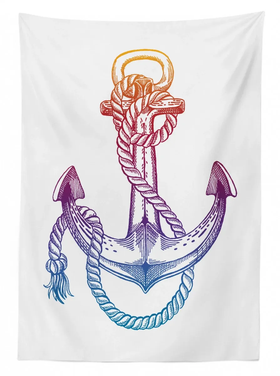 ombre anchor rope 3d printed tablecloth table decor 5903