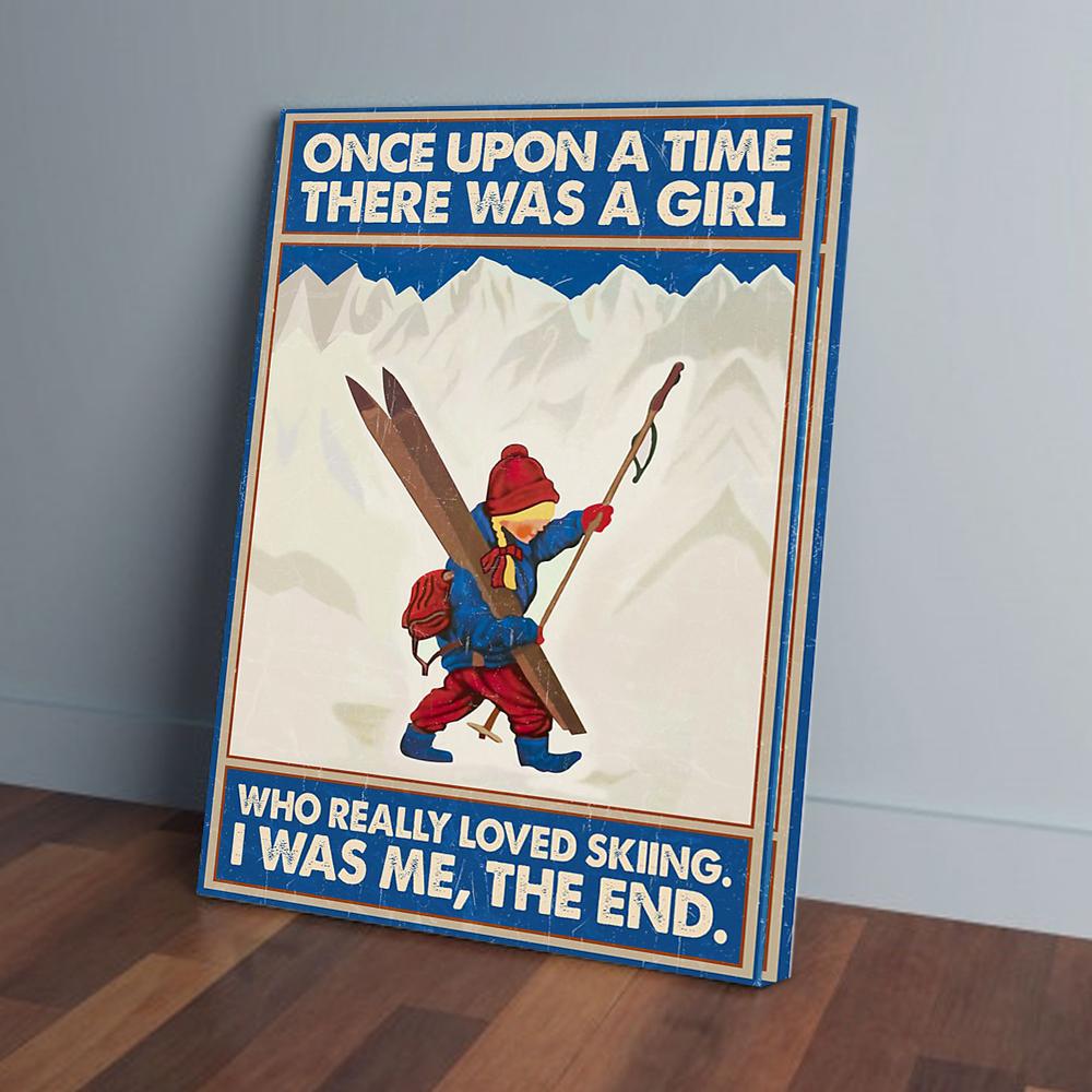 once upon a time a girl loved skiing vintage canvas prints wall art decor 8716
