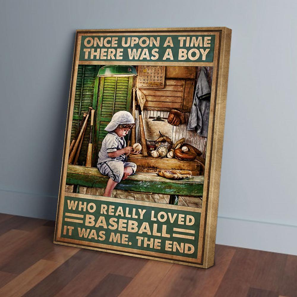 once upon a time there was a boy loved baseball canvas prints wall art decor 2446