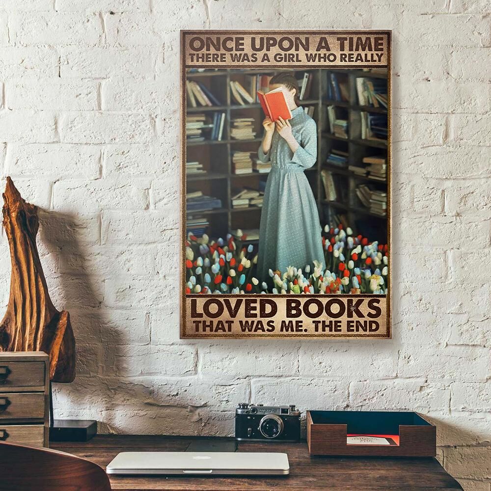 once upon a time there was a girl loved books girl reading book canvas prints wall art decor 7722