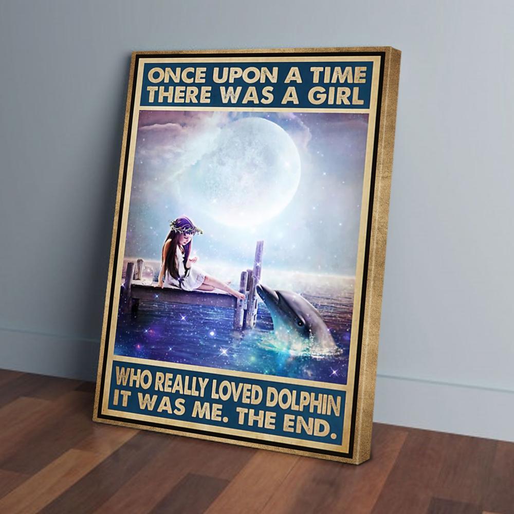 once upon a time there was a girl loved dolphin canvas prints wall art decor 2200