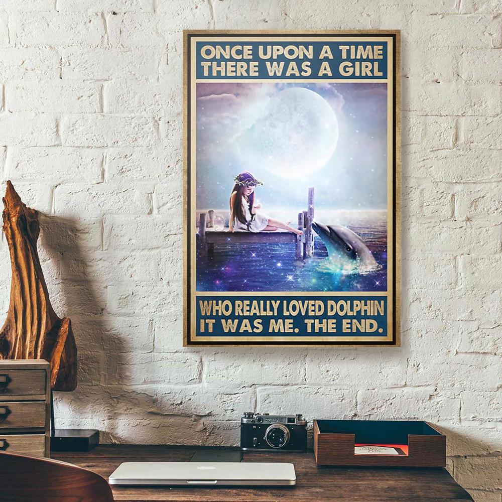 once upon a time there was a girl loved dolphin canvas prints wall art decor 3629