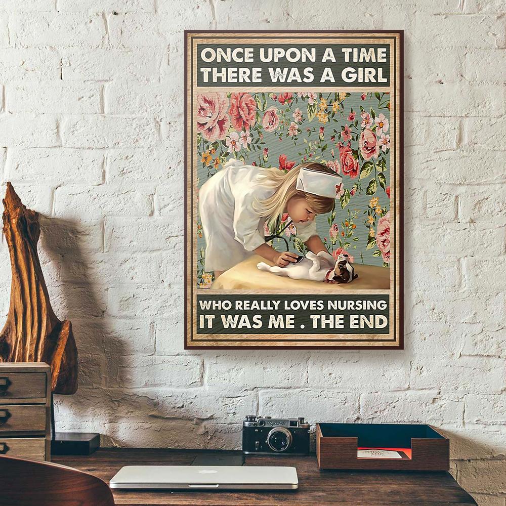 once upon a time there was a girl loves nursing canvas prints wall art decor 3248