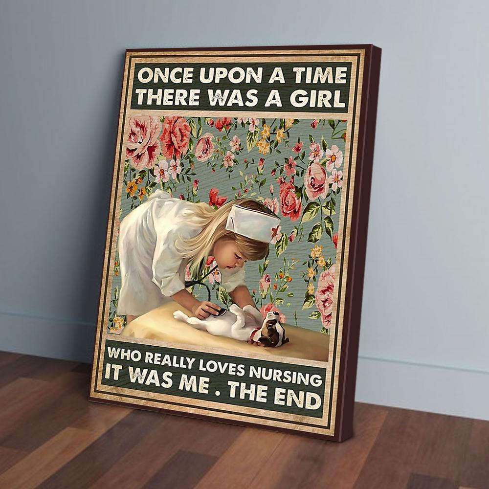 once upon a time there was a girl loves nursing canvas prints wall art decor 4870